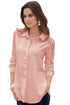 Sexy Pink Lace Splice Long Sleeve Button Down Shirt